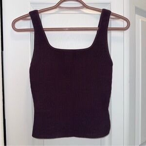 Babaton Sculpt Knit Square-Neck Tank Top - Plum XS